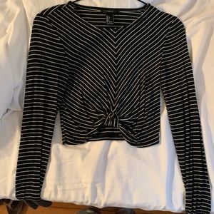 Cropped striped long sleeve